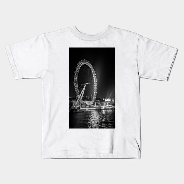 London Eye at Night Kids T-Shirt by JuliaGeens